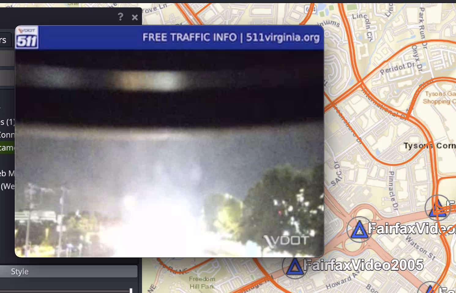 Misaligned VDOT traffic surveillance camera in Fairfax Virginia showing poor image quality and focus issues affecting UTS data collection capabilities